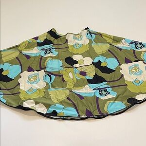 Sharon Endick Floral Skater Skirt in Green and Blue